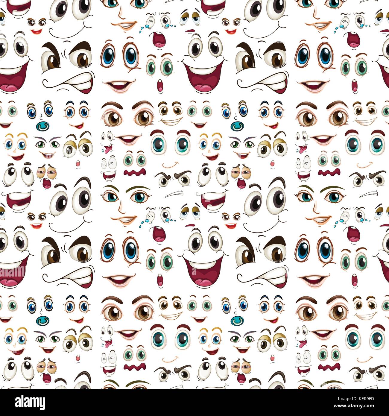 Illustraion of a seamless facial expressions Stock Vector Image &amp; Art ...