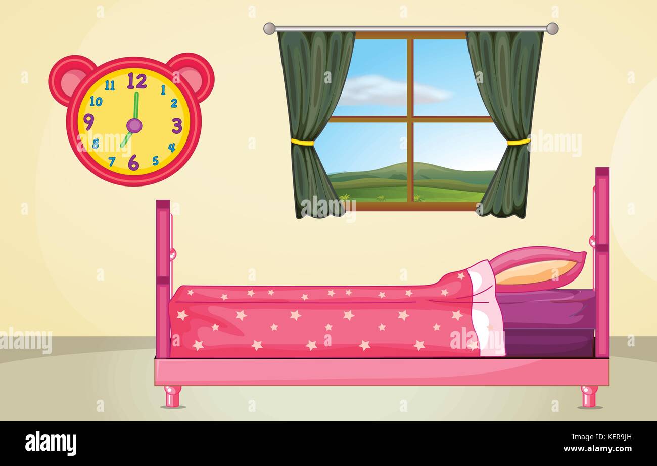 Illustration Of A Bedroom Scene Stock Vector Image Art Alamy