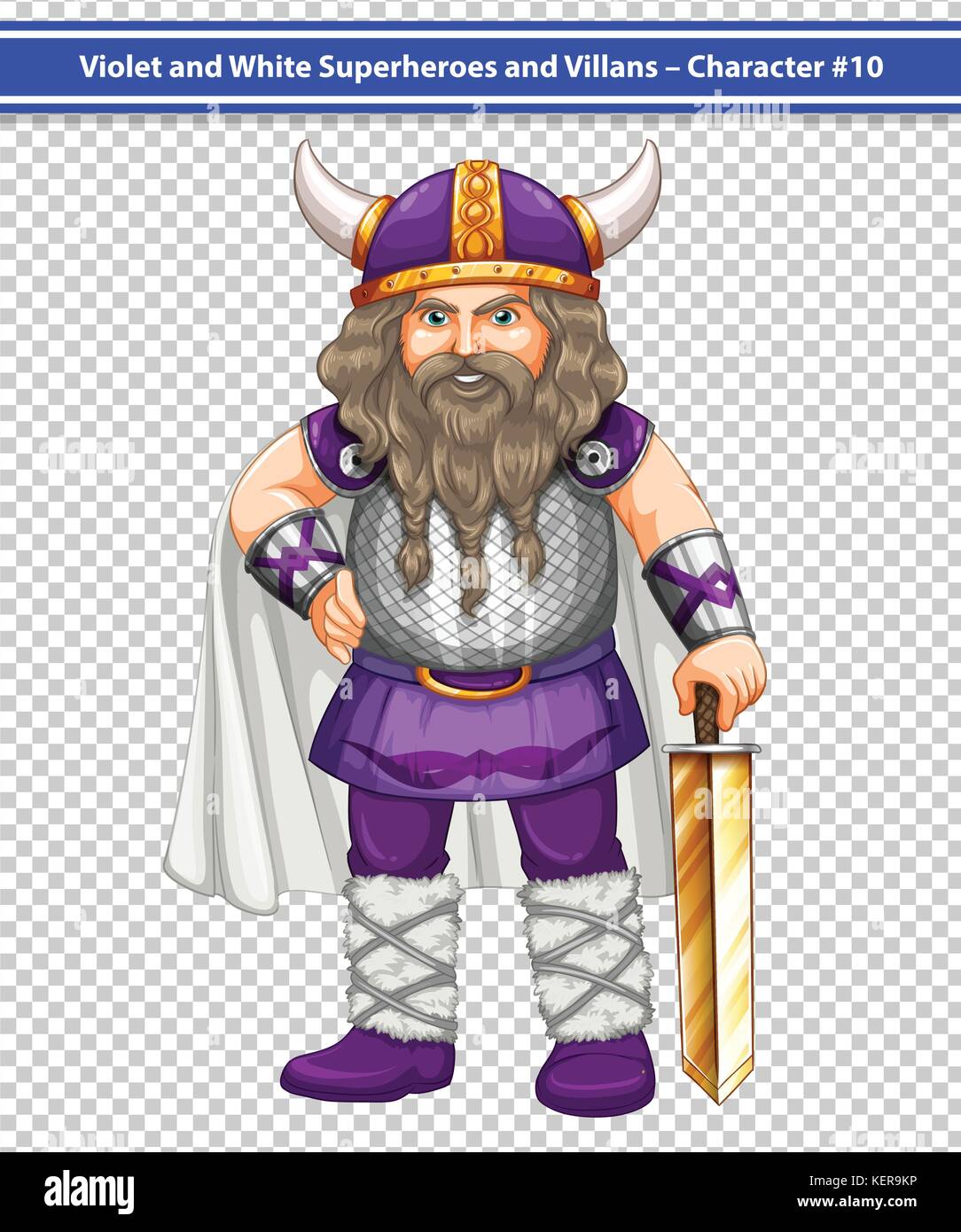Illustration of a male viking with a sword Stock Vector
