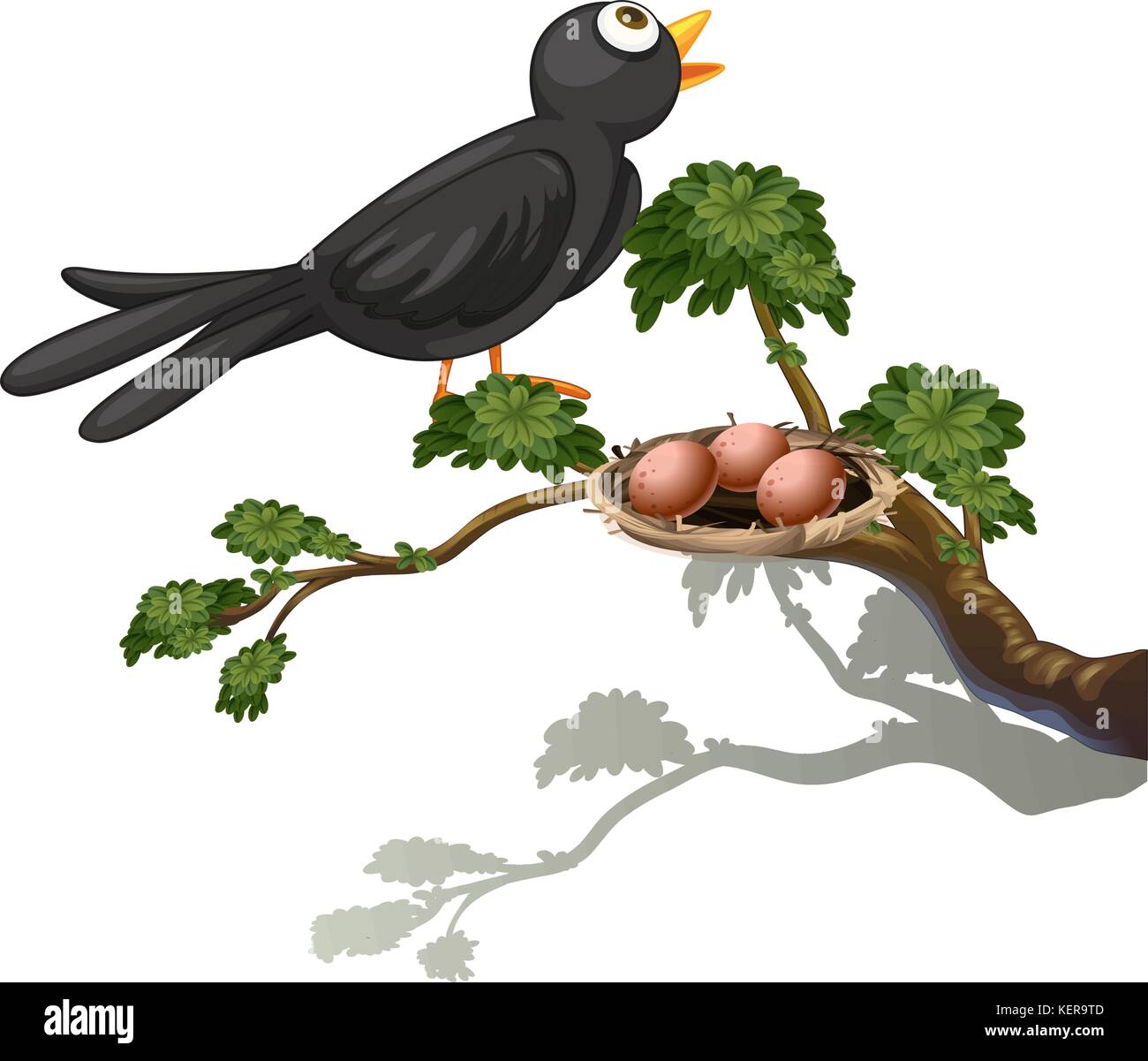 Black bird nest green eggs Stock Vector Images - Alamy