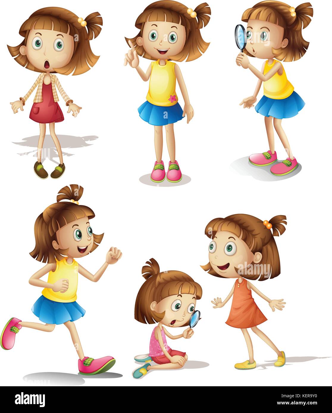 Illustration of girls with different actions Stock Vector Image & Art ...