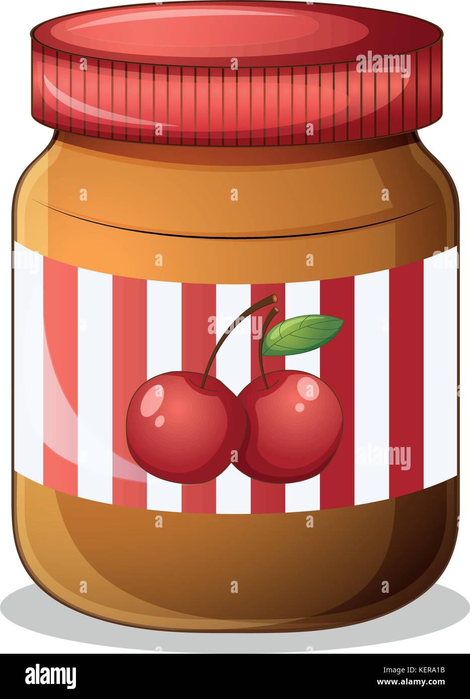 Illustration of a cherry jam on a white background Stock Vector