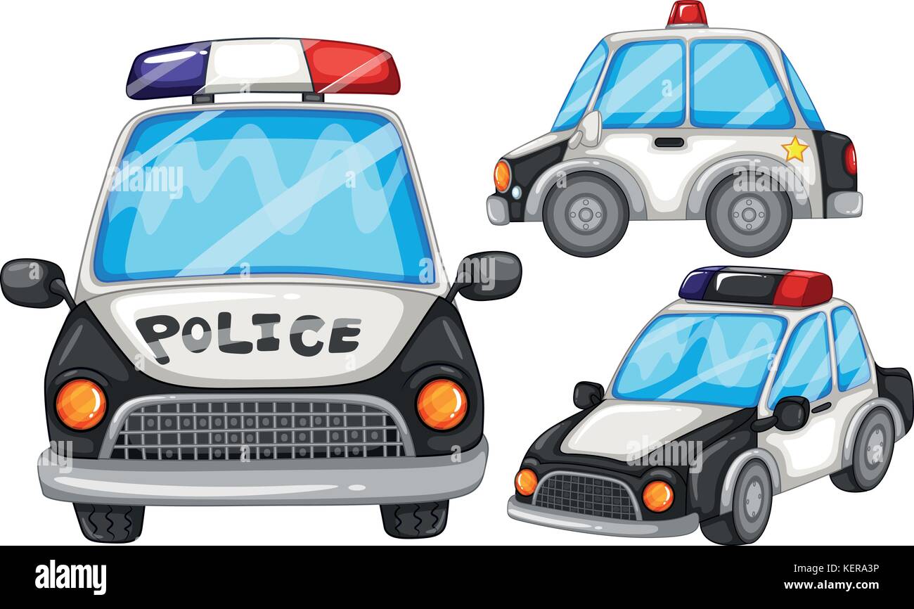 illustration of three police cars Stock Vector