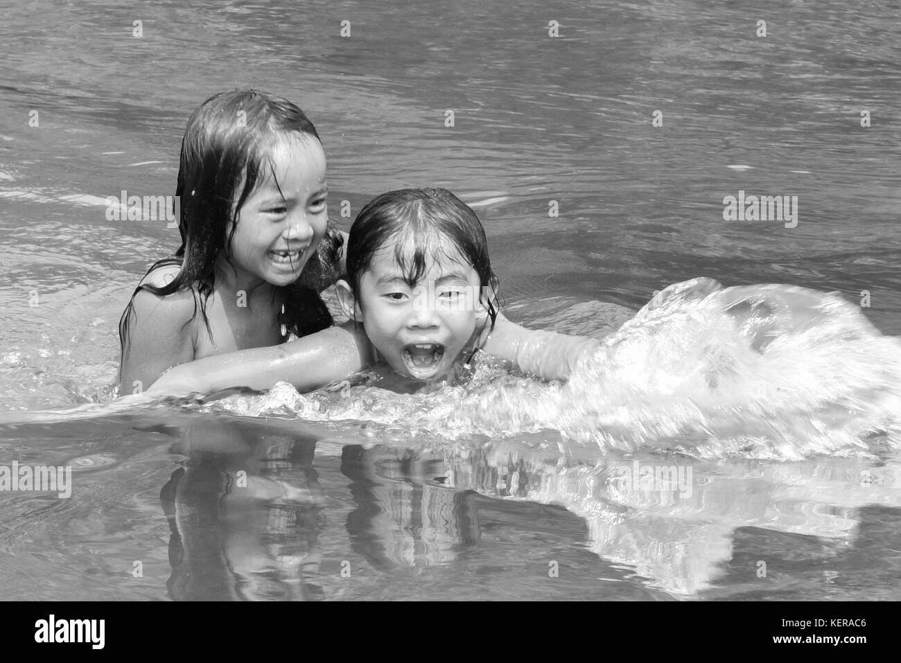 Children playing in the Mekong Laos Stock Photo - Alamy