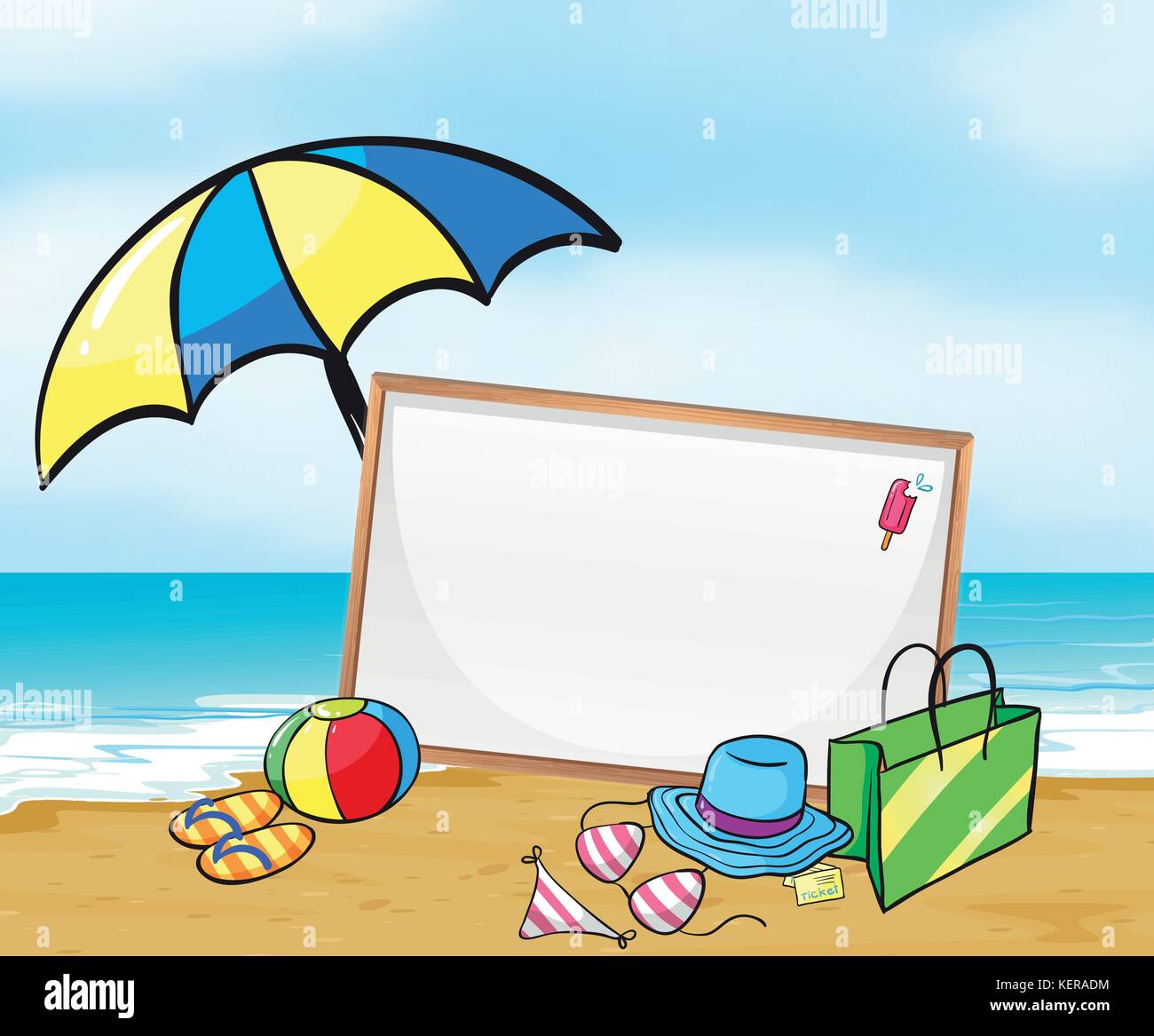 Illustration of an empty framed signage at the beach Stock Vector Image ...