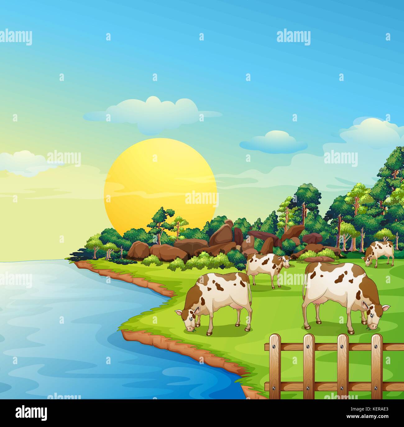 Cows eating feed Stock Vector Images - Alamy