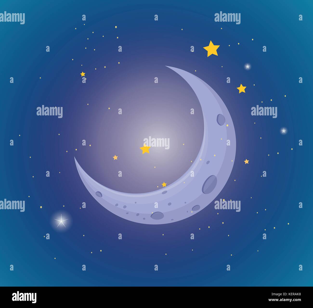 Illustration of the moon and stars in the sky Stock Vector Image & Art ...