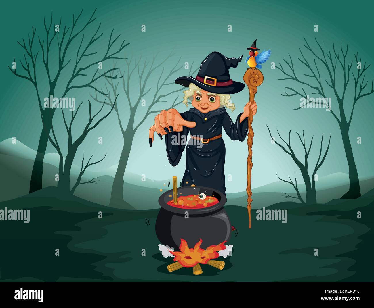 Illustration of an ugly witch holding a cane Stock Vector Image & Art ...