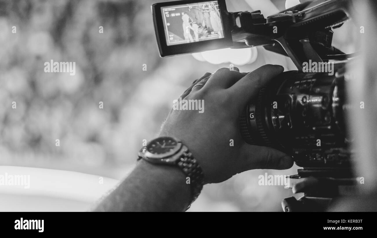 Video cameraman Black and White Stock