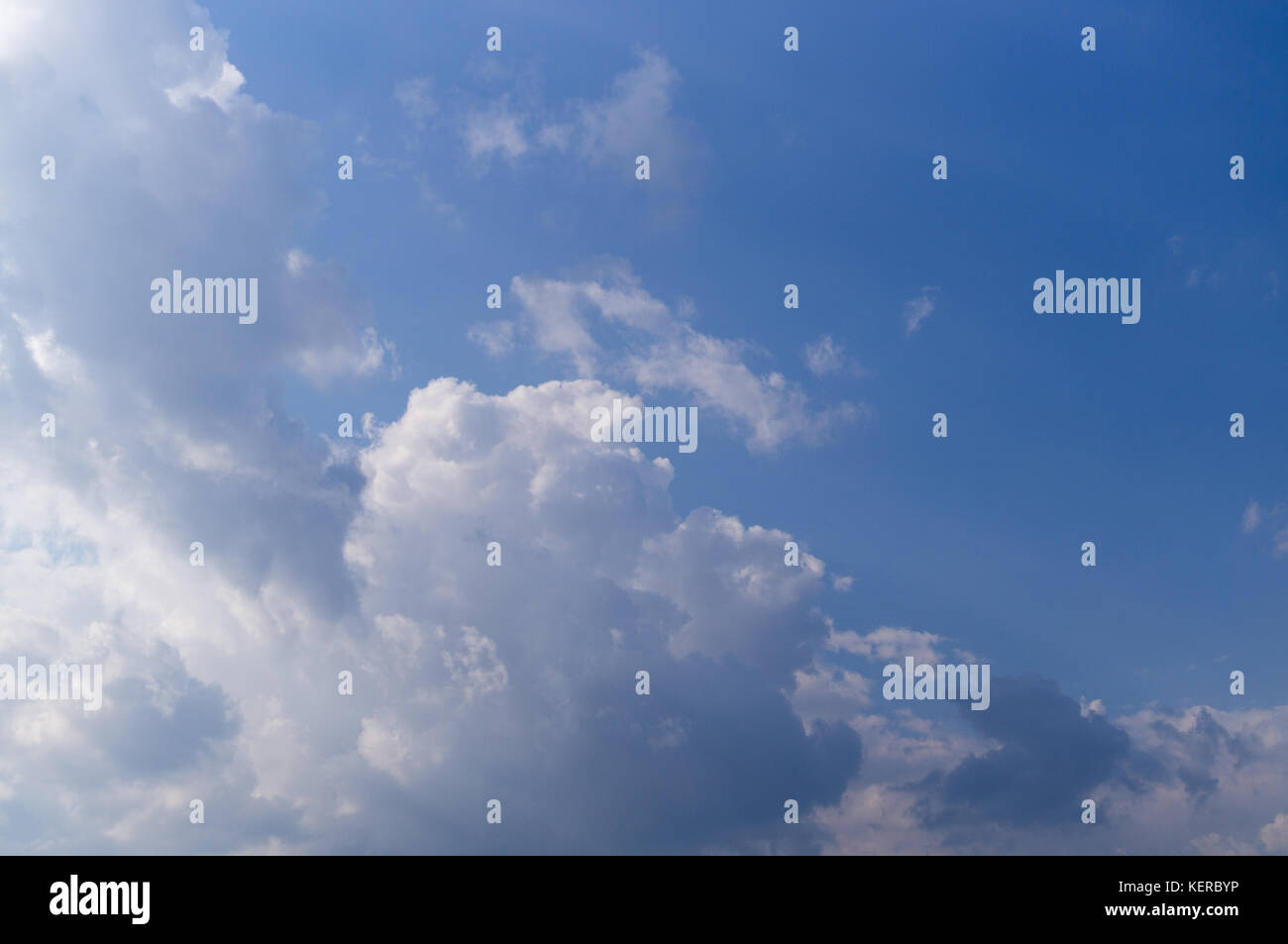bright blue sky with clouds and sun. cumulus, background, weather Stock ...