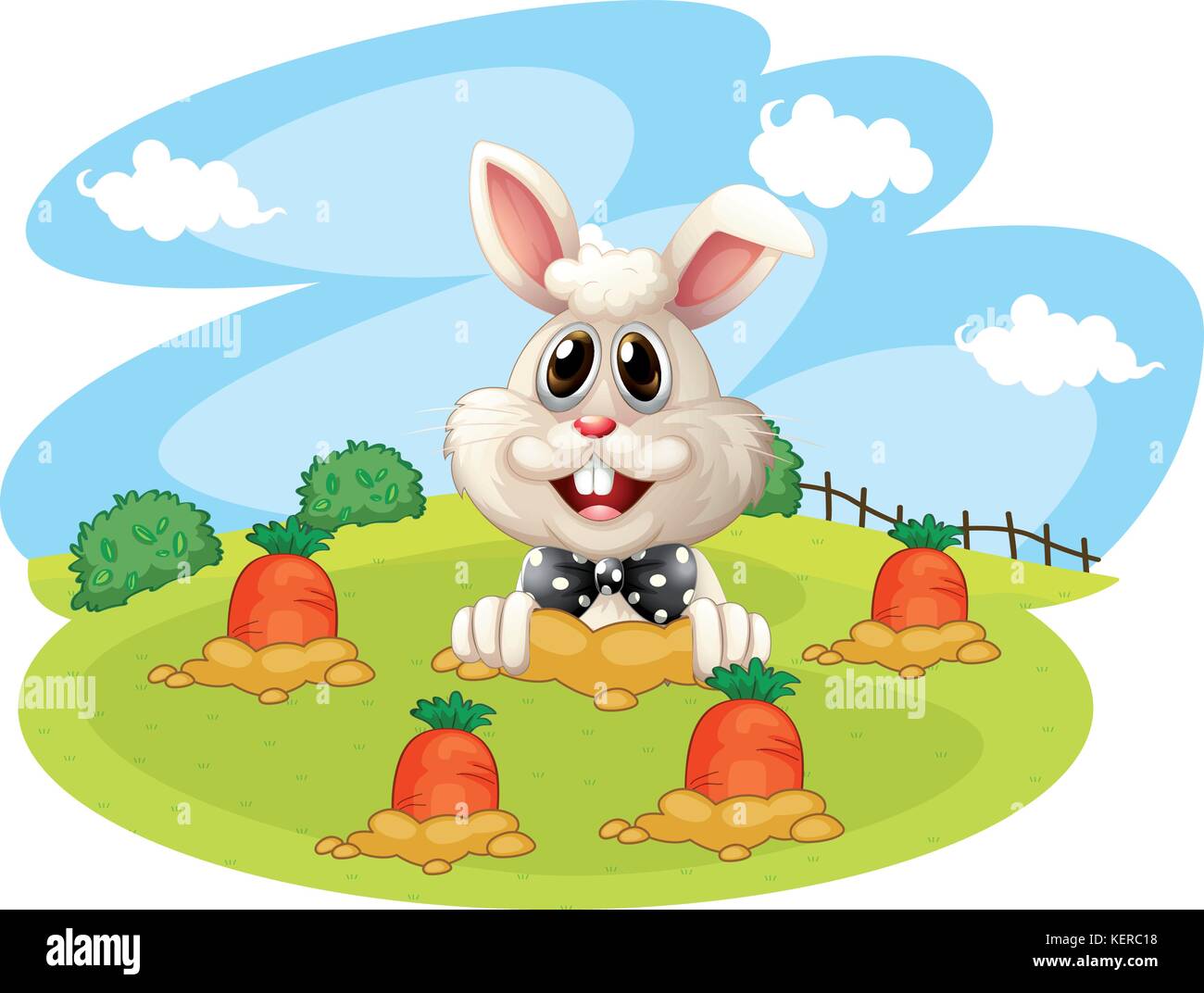Illustration of a rabbit at the farm with carrots on a white background  Stock Vector Image & Art - Alamy