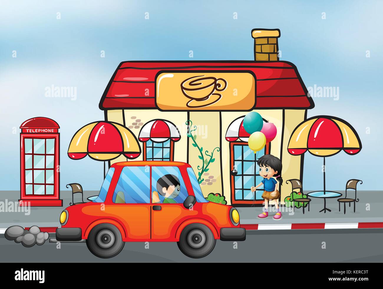 Illustration of an orange car in front of the coffee shop Stock Vector Image & Art - Alamy Illustration of an orange car in front of the coffee shop Stock Vector Image & Art - Alamy