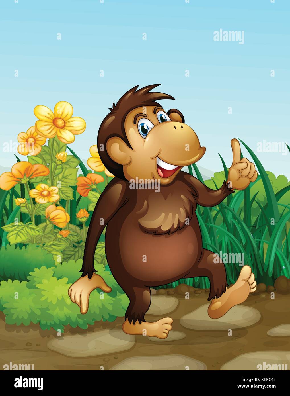 Illustration of a monkey in the fields Stock Vector Image & Art - Alamy