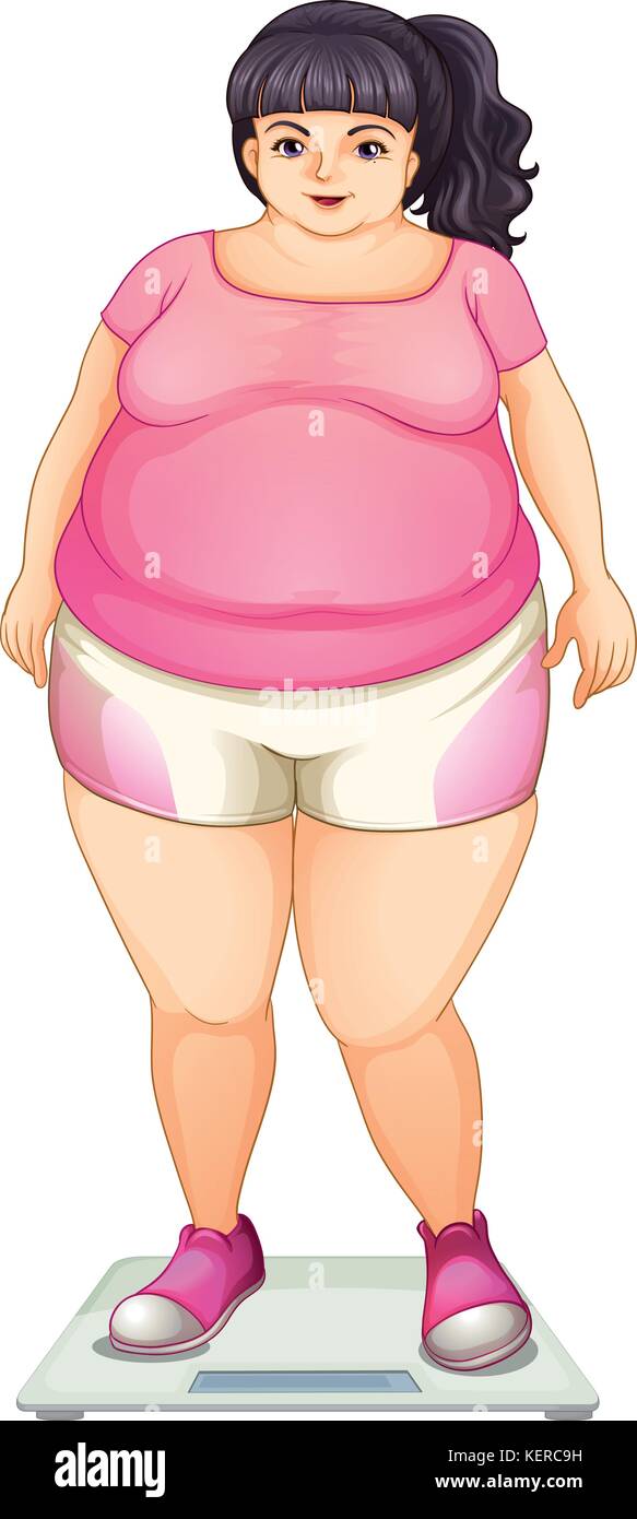 Illustration of a fat girl on a white background Stock Vector Image & Art -  Alamy