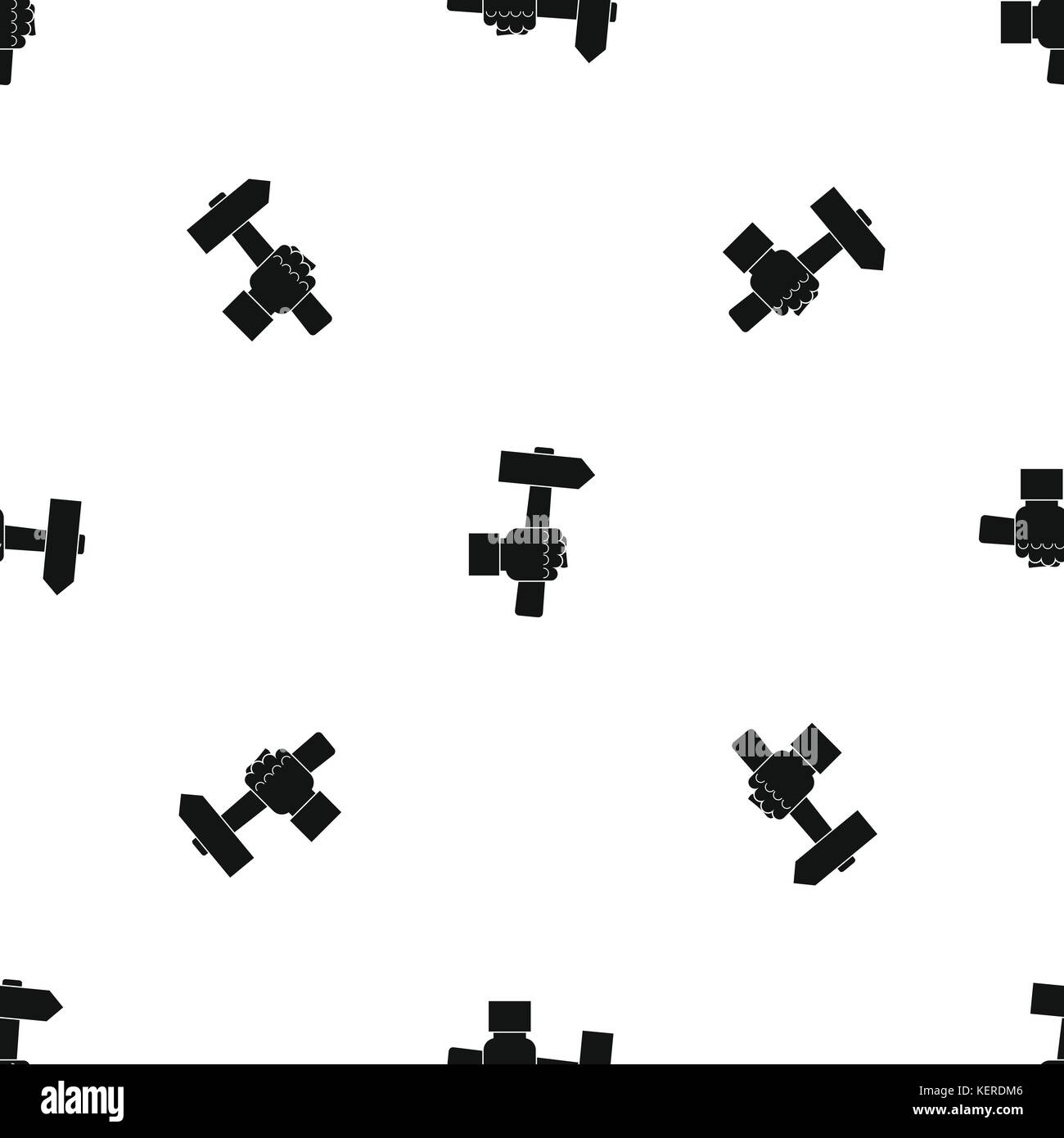 Hand hoding hammer with tool pattern seamless black Stock Vector Image ...