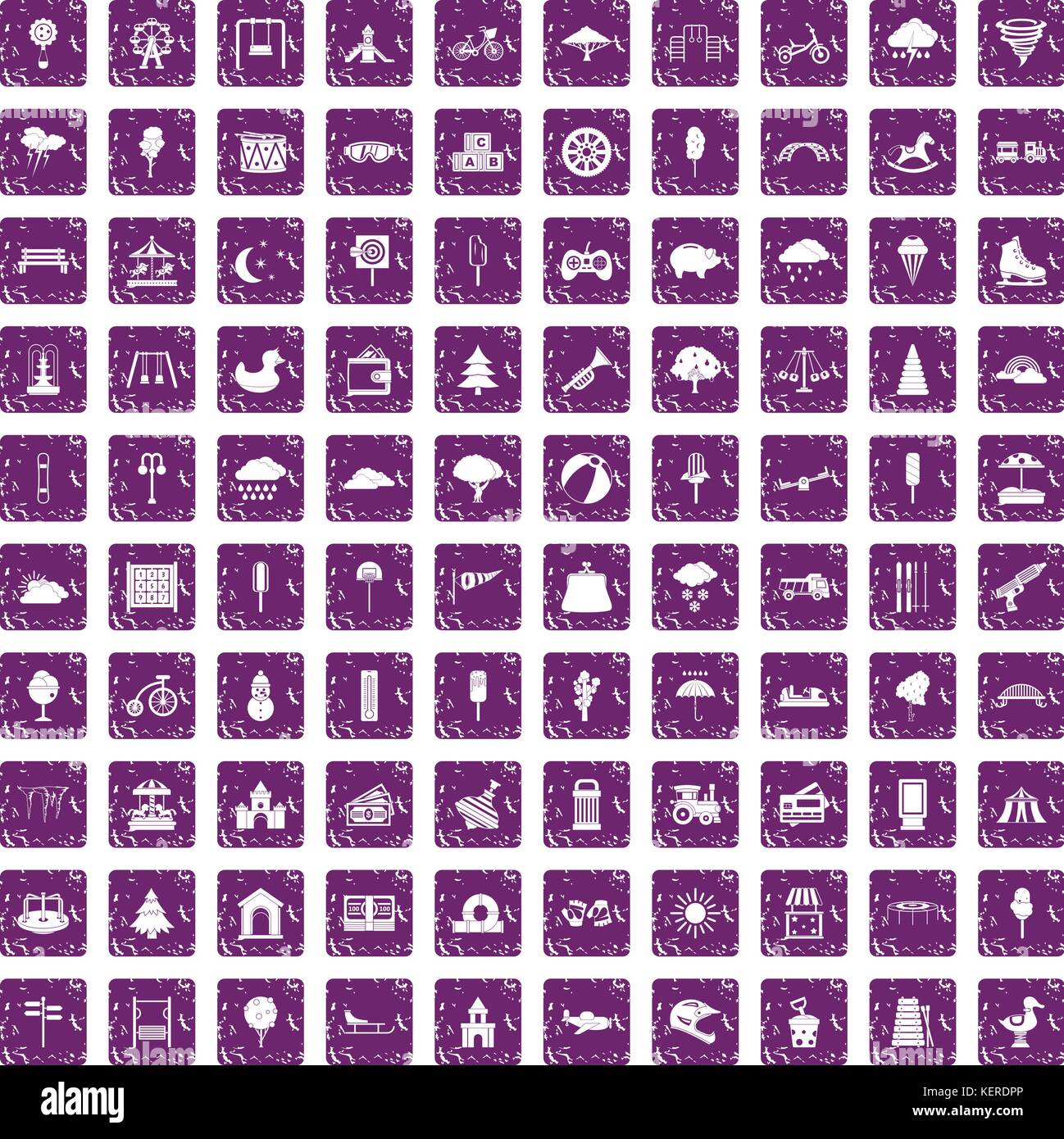 100 childrens park icons set grunge purple Stock Vector Image & Art - Alamy