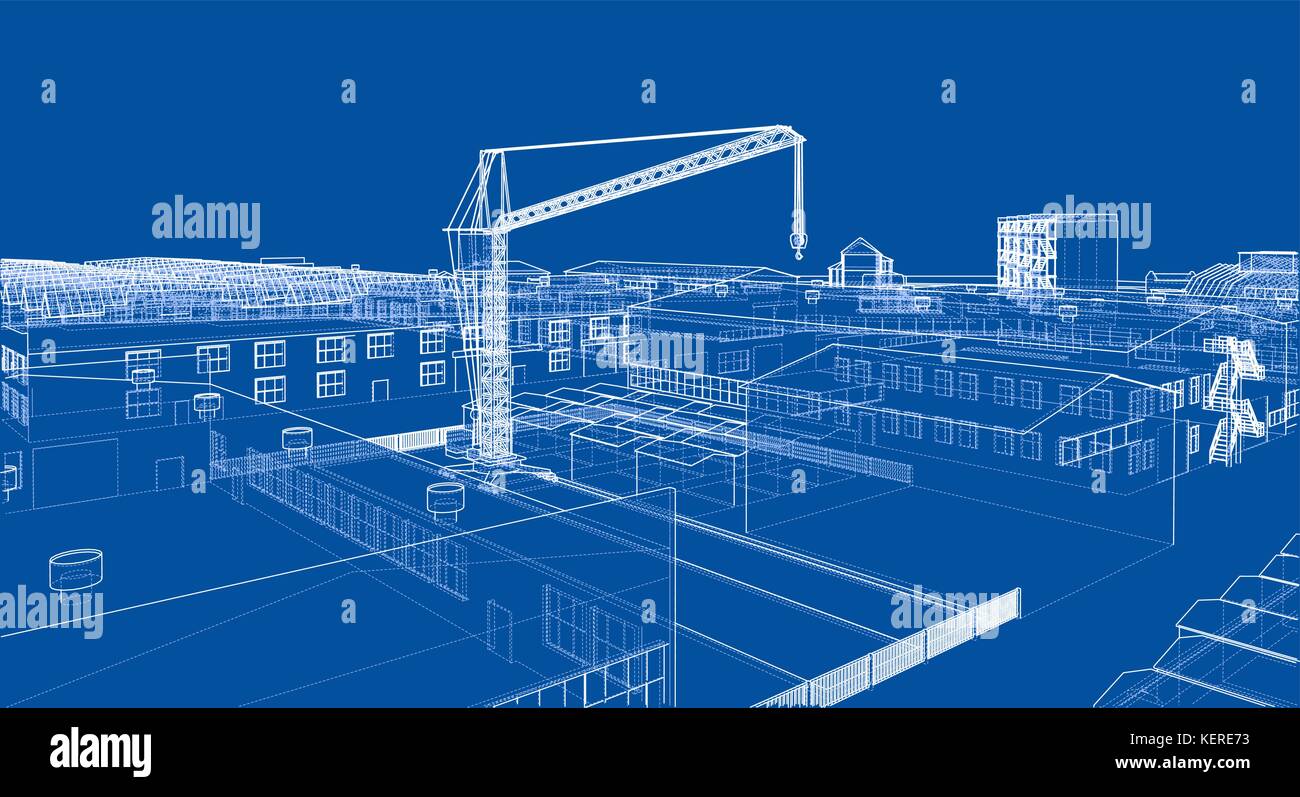 Industrial zone with buildings and cranes Stock Vector Image & Art Alamy