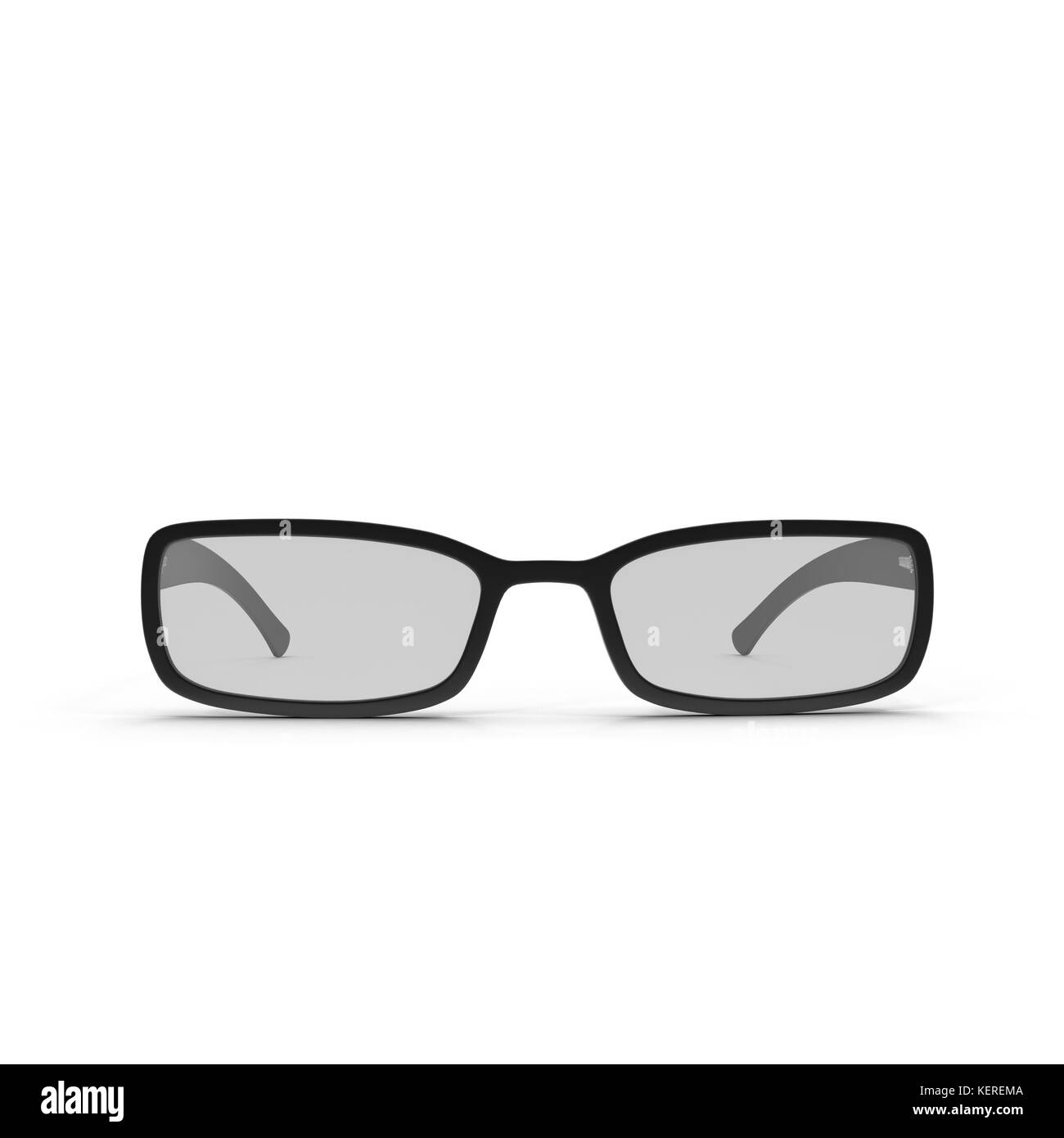Black Eye Glasses Isolated on White 3D Illustration Stock Photo