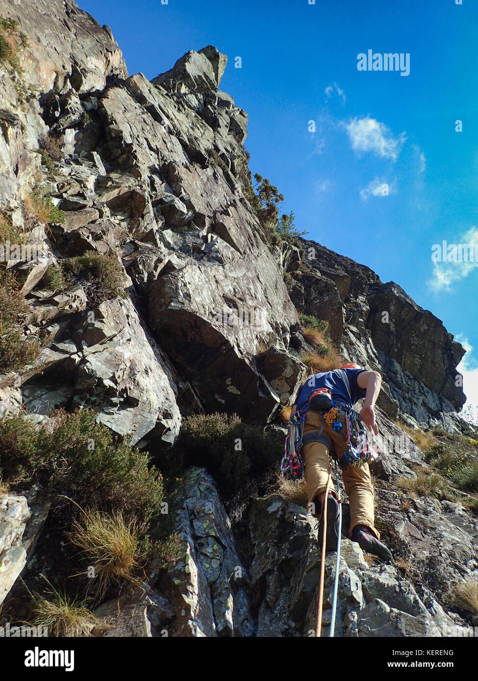 Troutdale Pinnacle Direct, Black Crag, Borrowdale, Lake District National Park, Cumbria, England Stock Photo