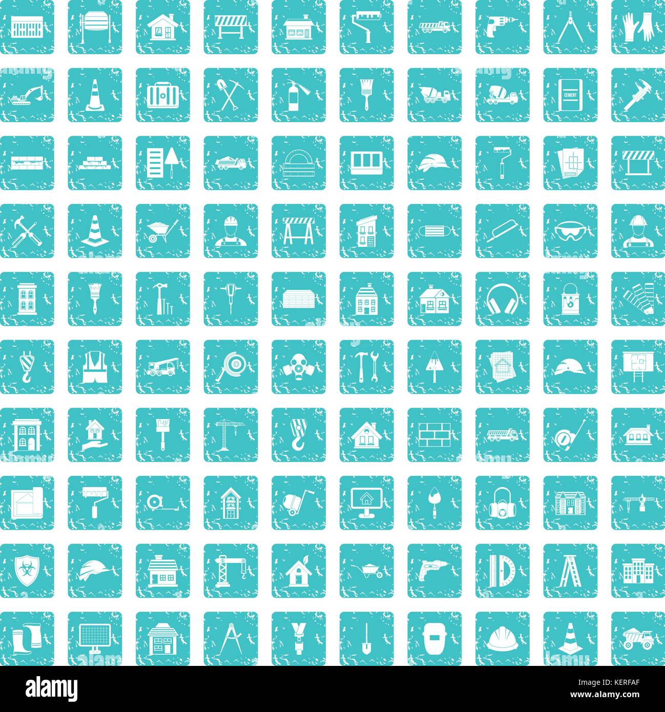 100 construction icons set grunge blue Stock Vector Image & Art - Alamy