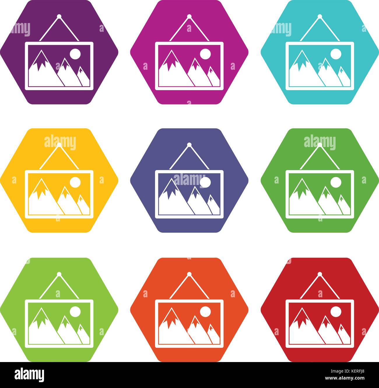 Painting with nature icon set color hexahedron Stock Vector Image & Art ...
