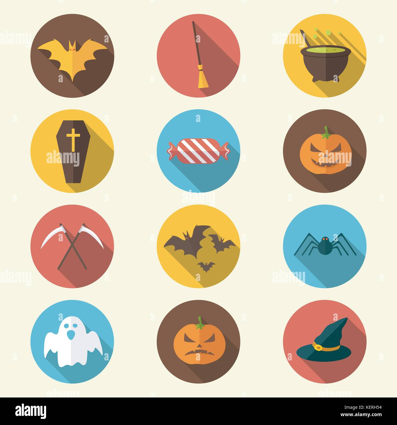 Set of halloween flat icons. Vector illustration Stock Vector Image ...
