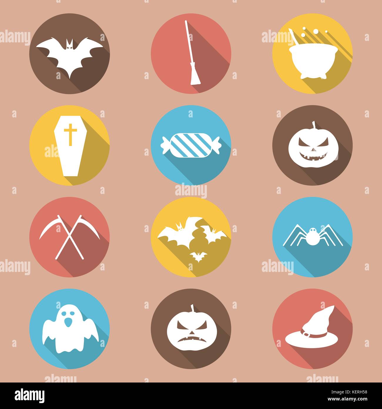 Set of halloween flat icons. Vector illustration Stock Vector Image ...