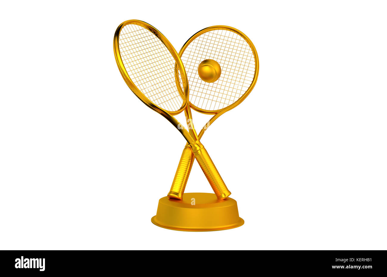 Tennis Rackets and ball Golden Trophy with a white background Stock Photo -  Alamy
