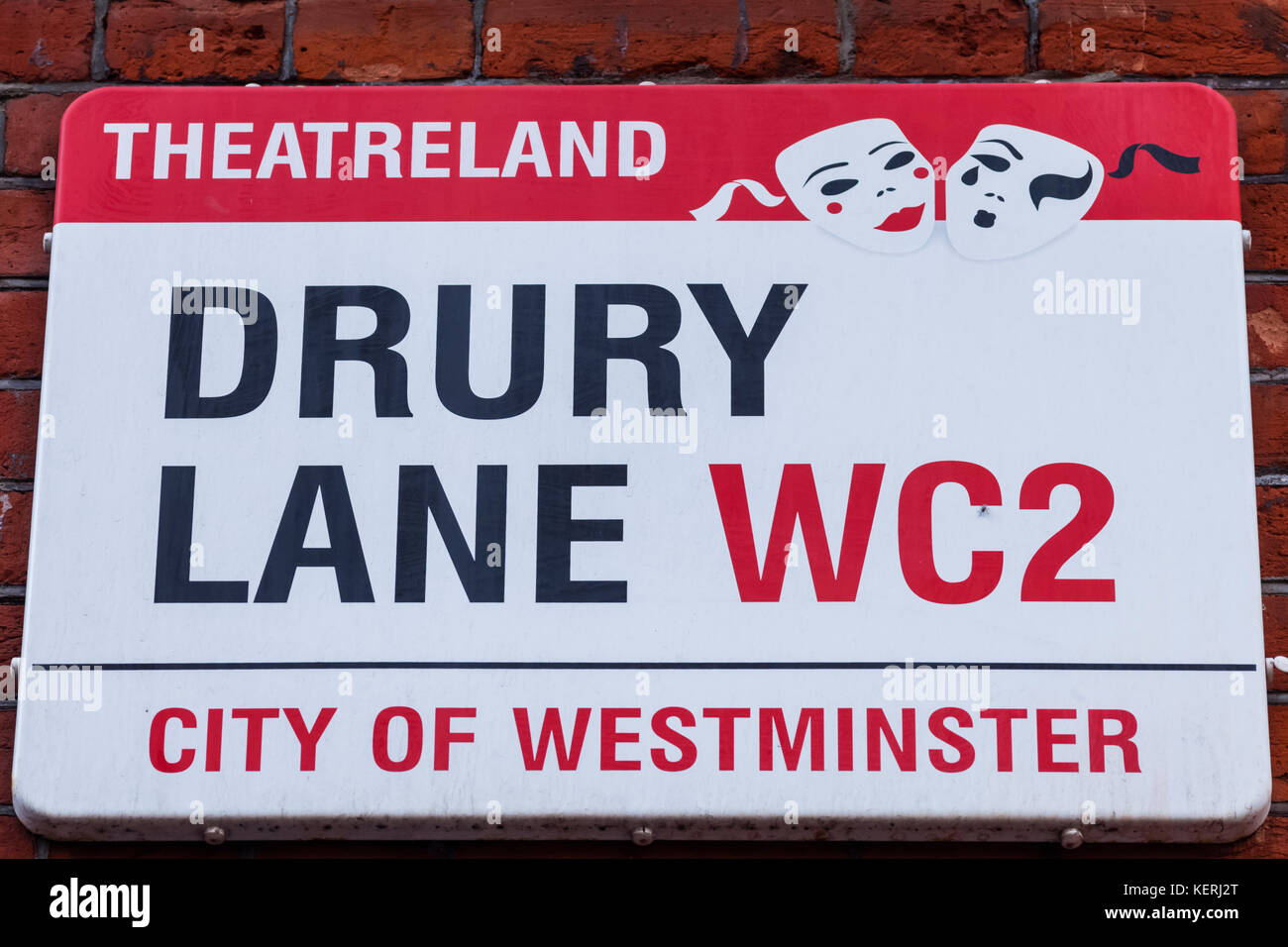 England, London, Westminster, Drury Lane Street Sign Stock Photo