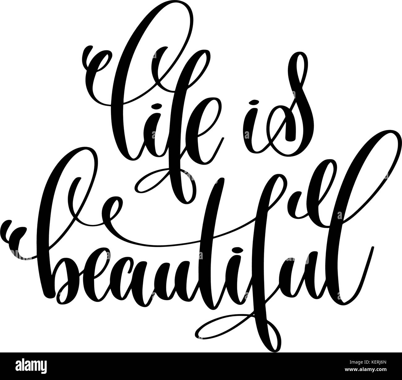 Download life is beautiful hand written lettering positive quote ...