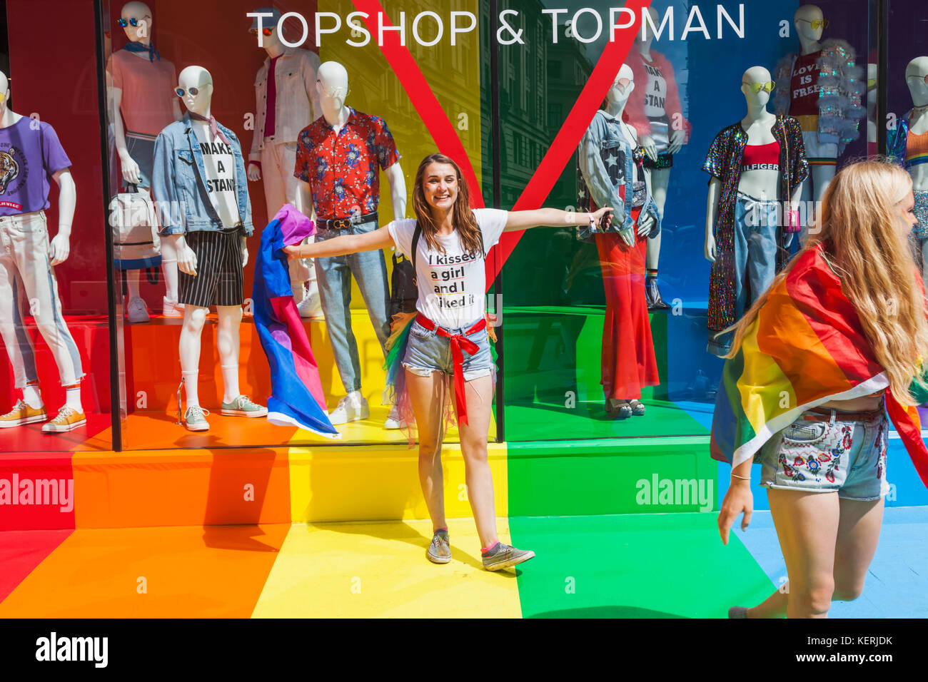 England, London, Oxford Street, Top Shop Clothing Store Decorated with
