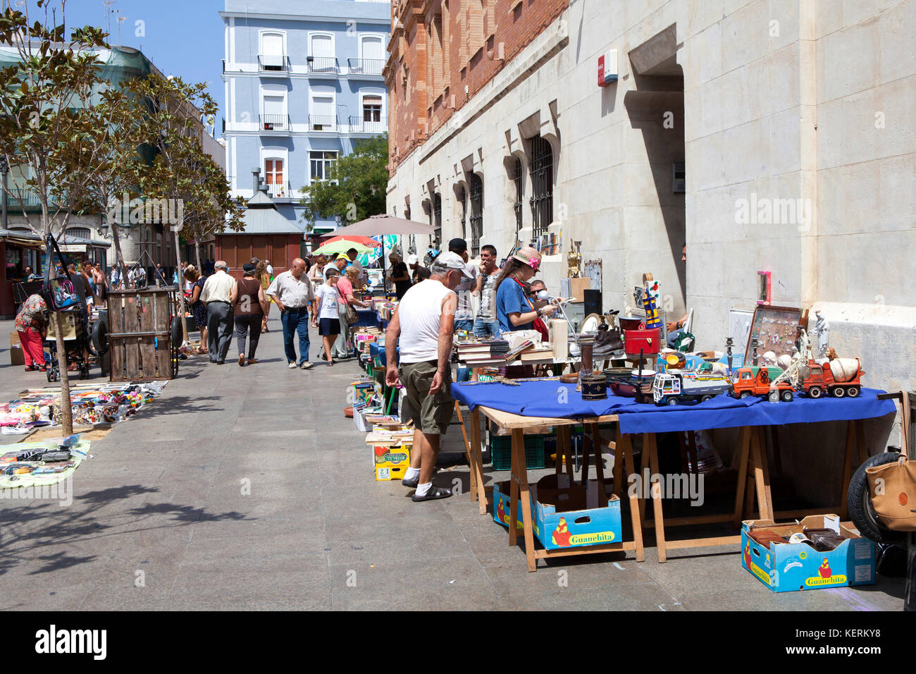 Car boot sale and market street traders in Cadiz an ancient port city