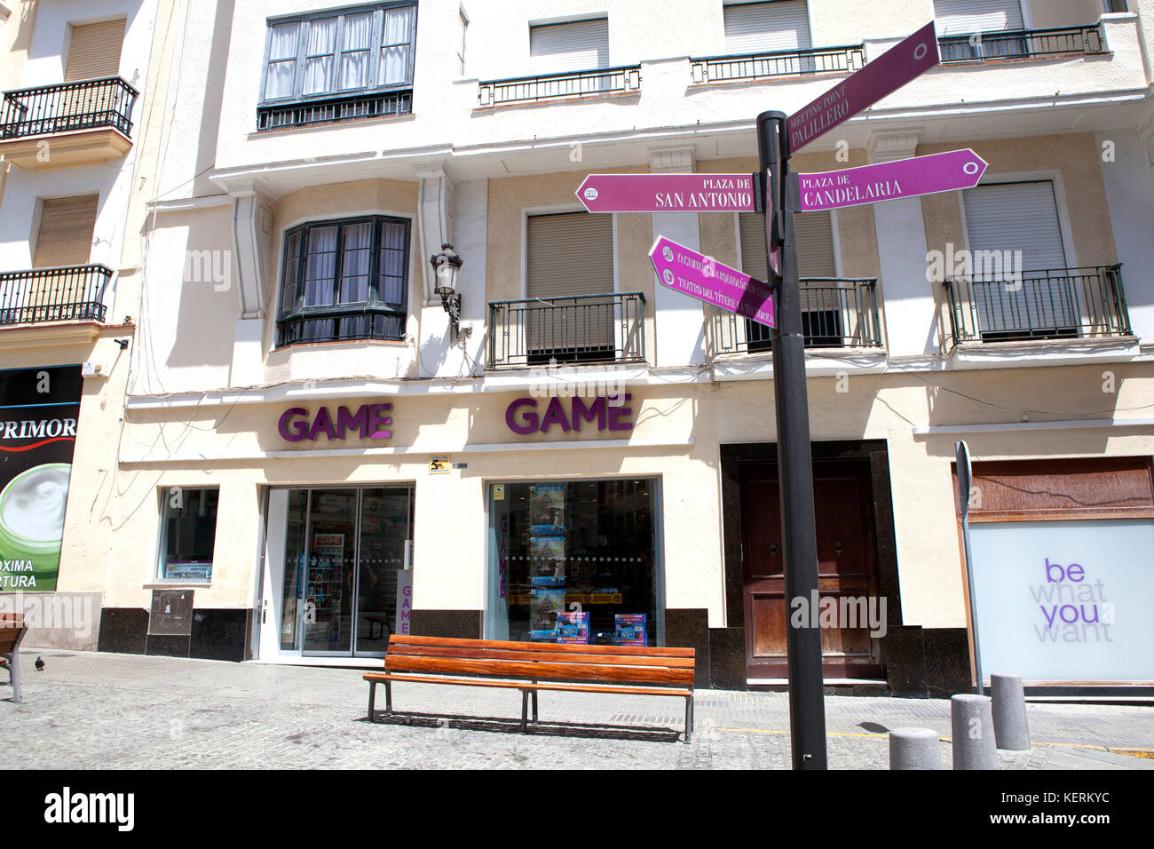 Game store in Cadiz an ancient port city in southwest Spain Stock Photo