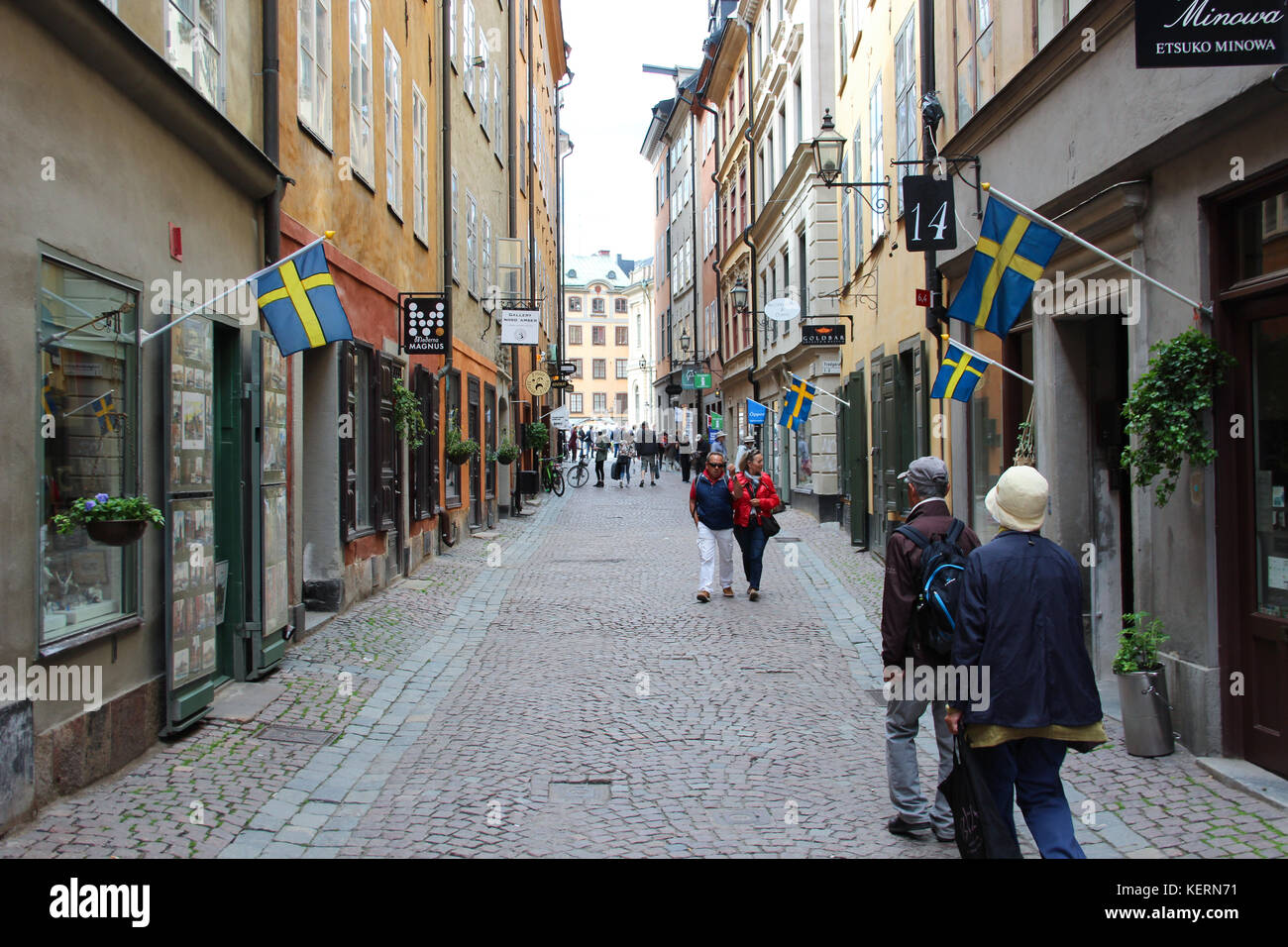 narrow little tourist street in the old town of Gamla Stan centre of