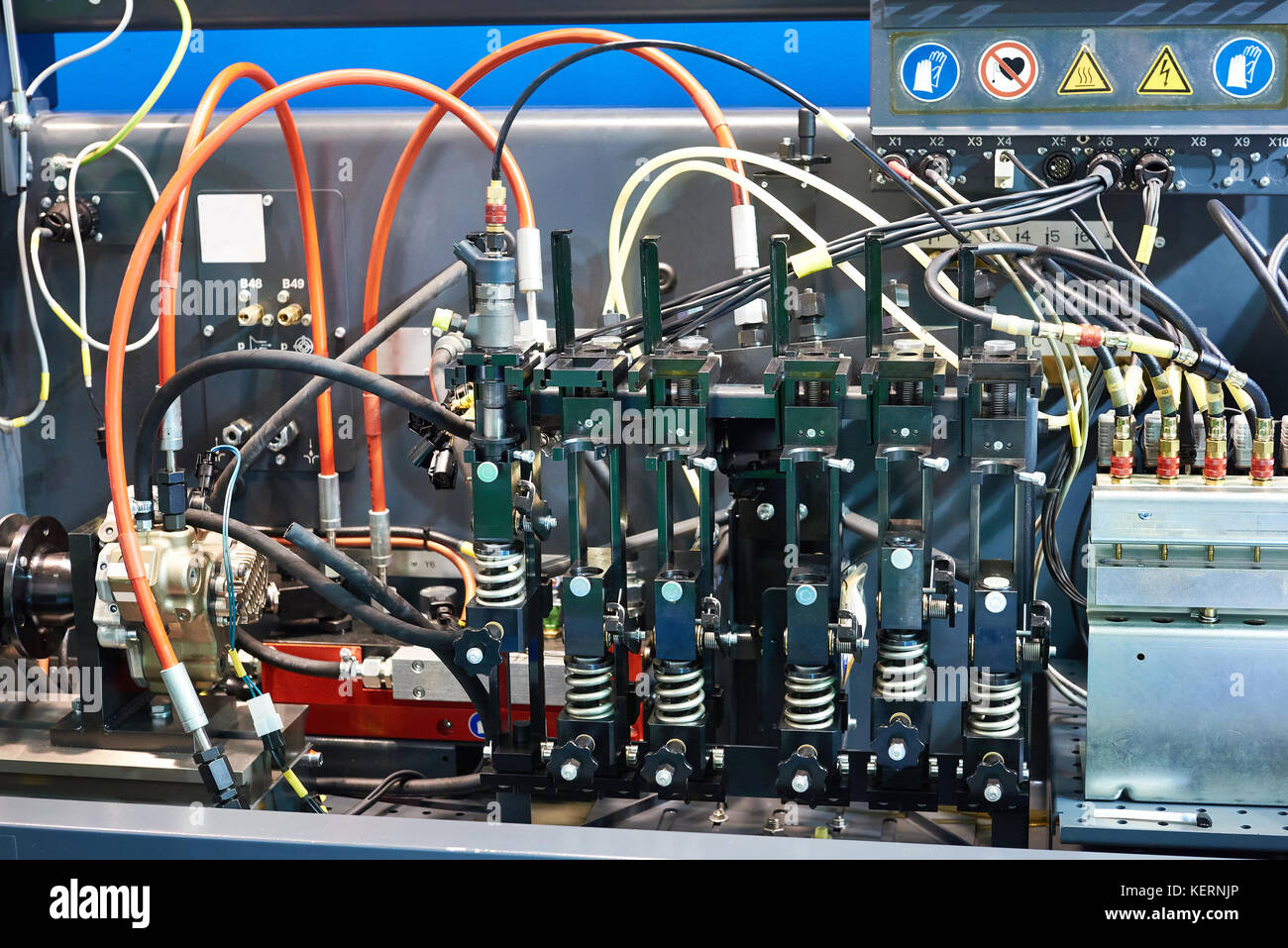 Stand for checking diesel injectors and pumps in a Stock Photo