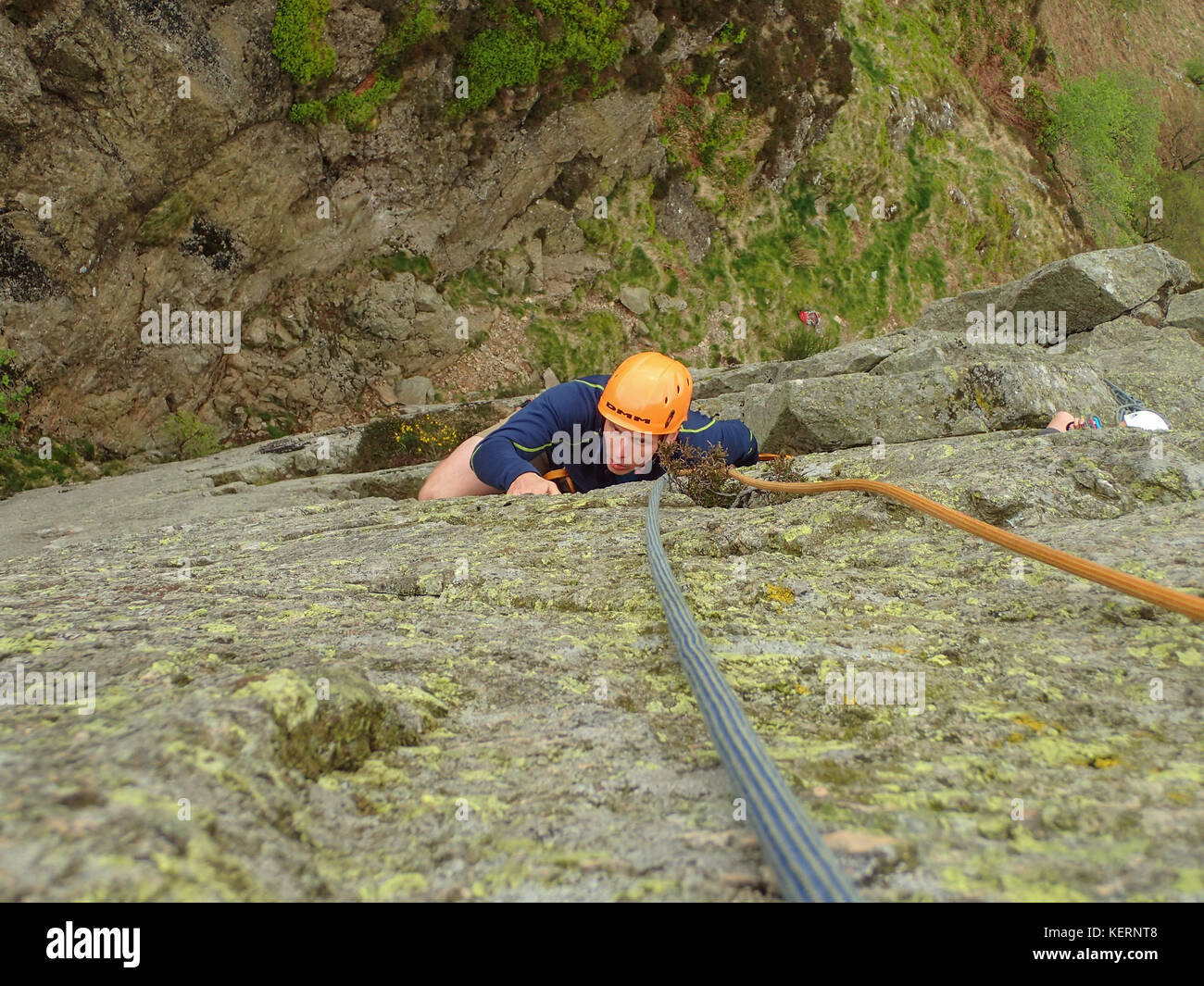 Rock climbing on Gouther Crag in Swindale, Lake District National Park