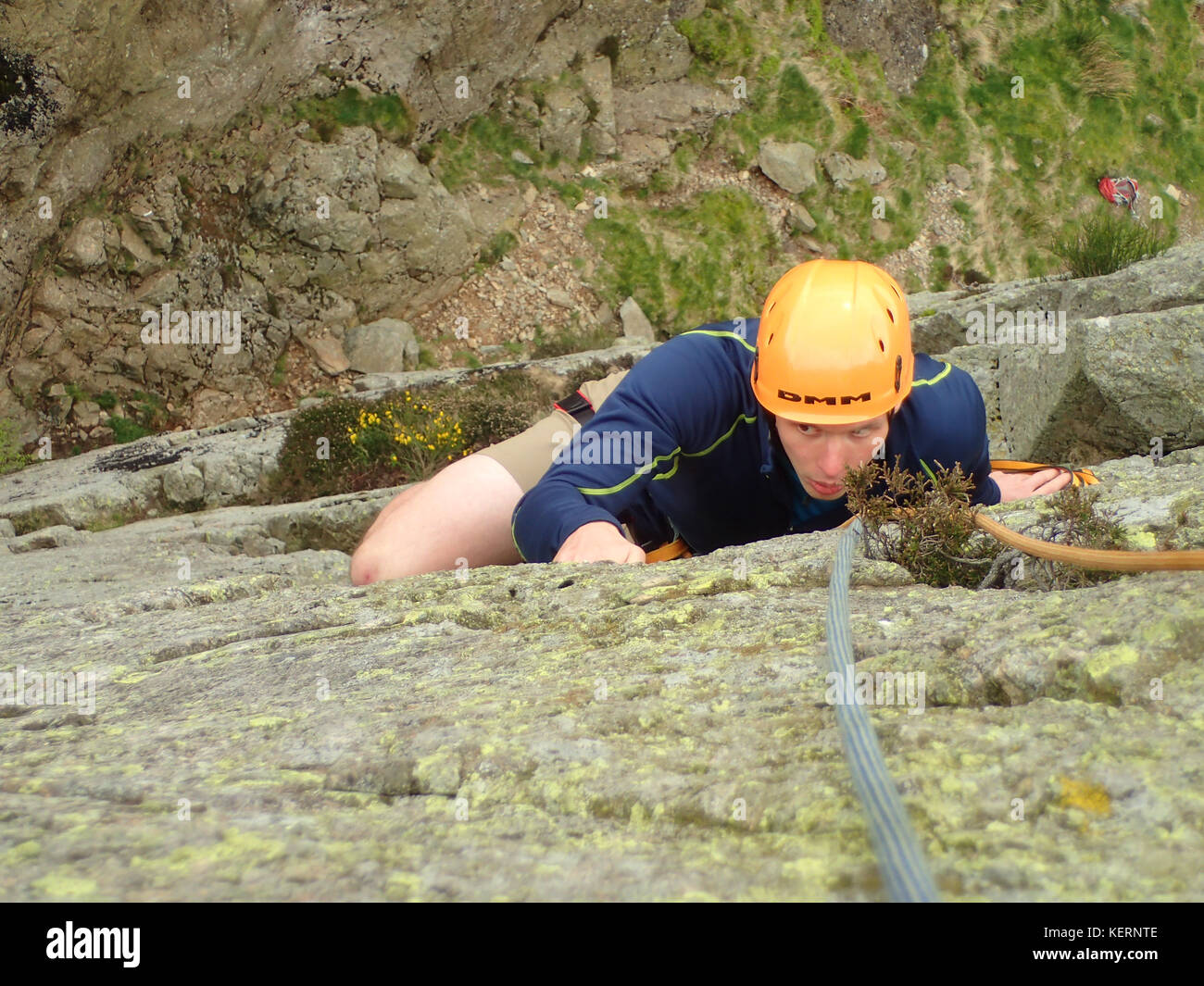 Rock climbing on Gouther Crag in Swindale, Lake District National Park, Cumbria, England. Stock Photo