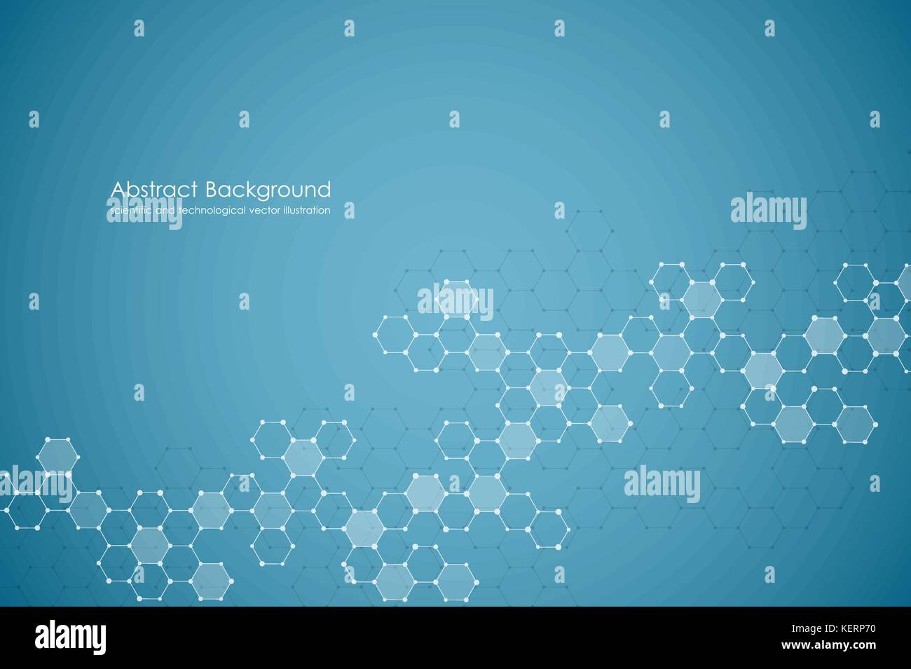 Abstract hexagonal molecule background, genetic and chemical compounds system. Geometric graphics and connected lines with dots. Scientific and technological concept, vector illustration Stock Vector