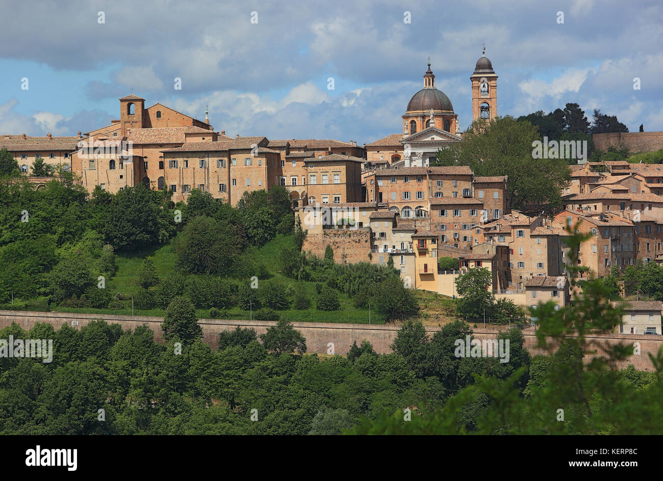 View of Urbino, with the Cathedral and the old city, Marche, Italy Stock Photo