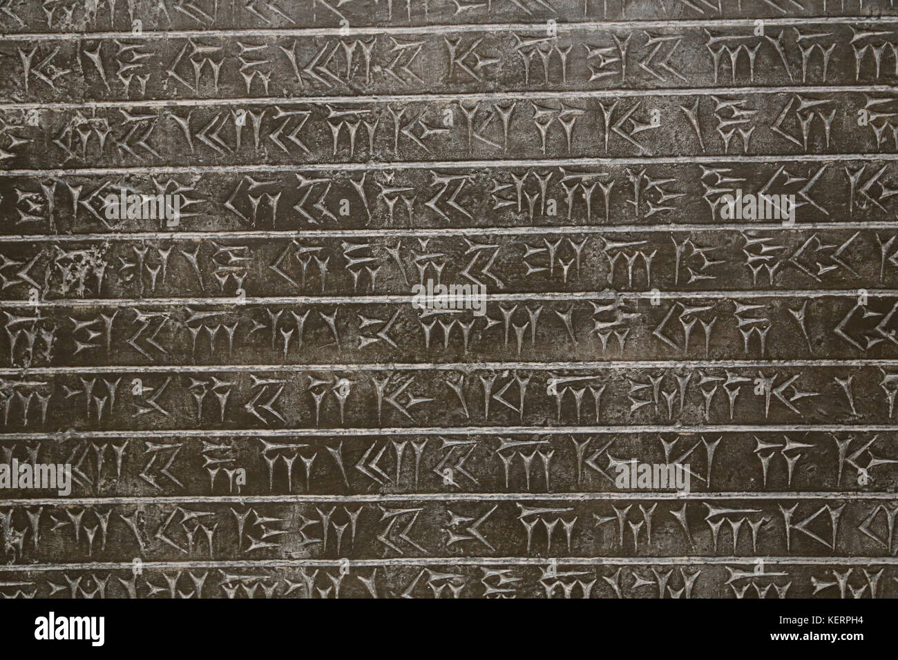 Old Persian inscription. Cuneiform script. Palace of Darius, Persepolis, Iran. 4th century. British Museum. London. GBR. Stock Photo
