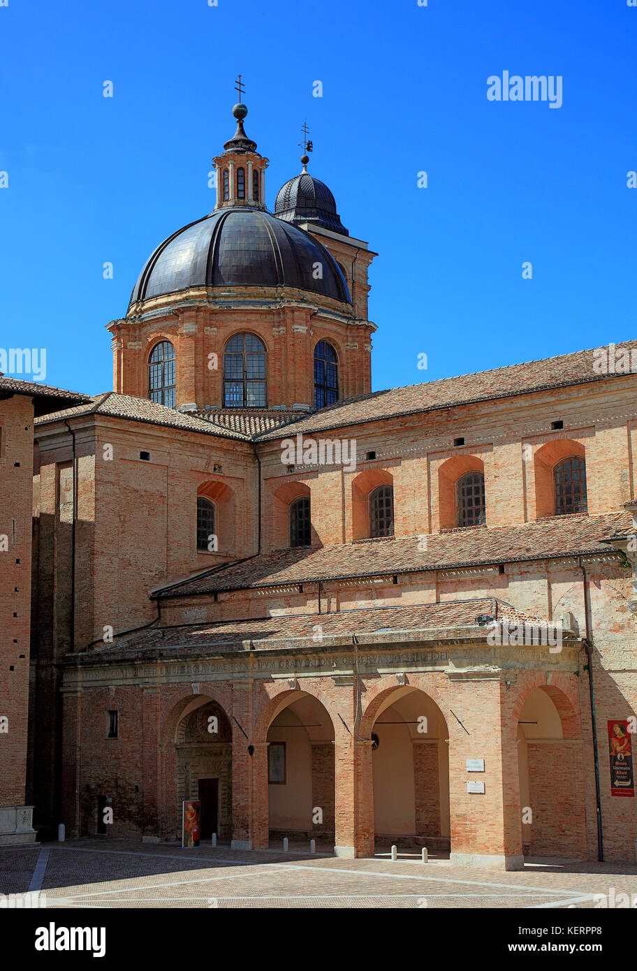 View of the Cathedral, Duomo di Urbino, Cattedrale Metropolitana di Santa Maria AssuntaDuomo, Urbino, Marche, Italy Stock Photo
