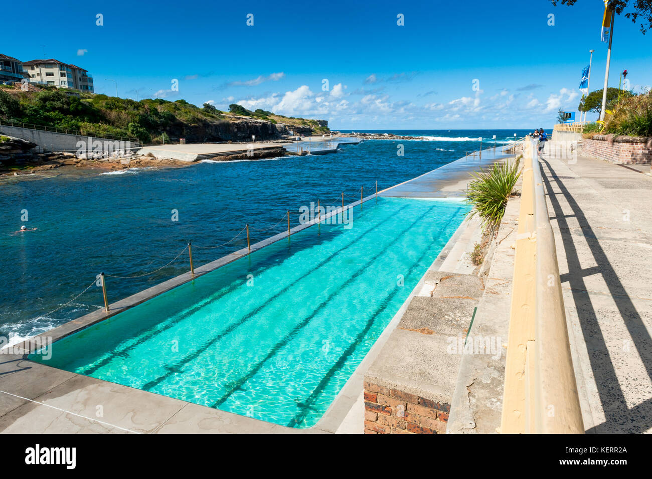 Views of the outdoor swimming pool and the sea along the coastal path between Bondi beach and Coogee in Sydney Australia New South Wales. Stock Photo
