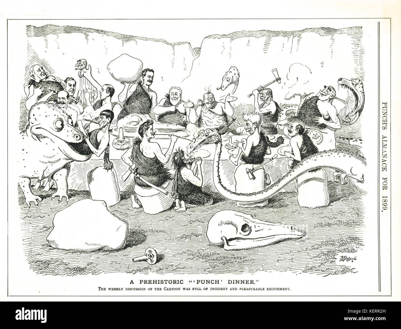 A Prehistoric Punch dinner, 1899 Stock Photo