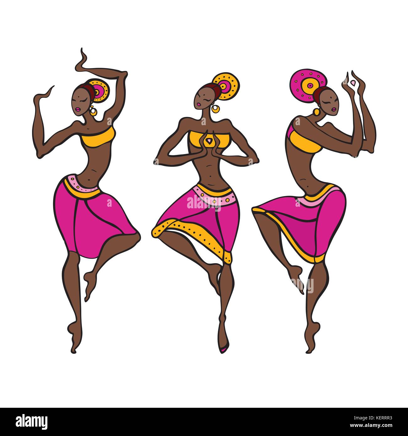 Dancing woman in ethnic style. Stock Vector