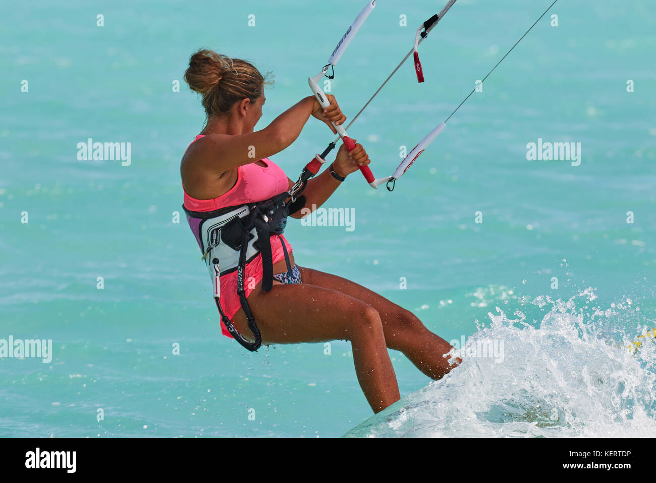 Kitesurfing at Long Bay Beach, Providenciales, one of Caribbean's most