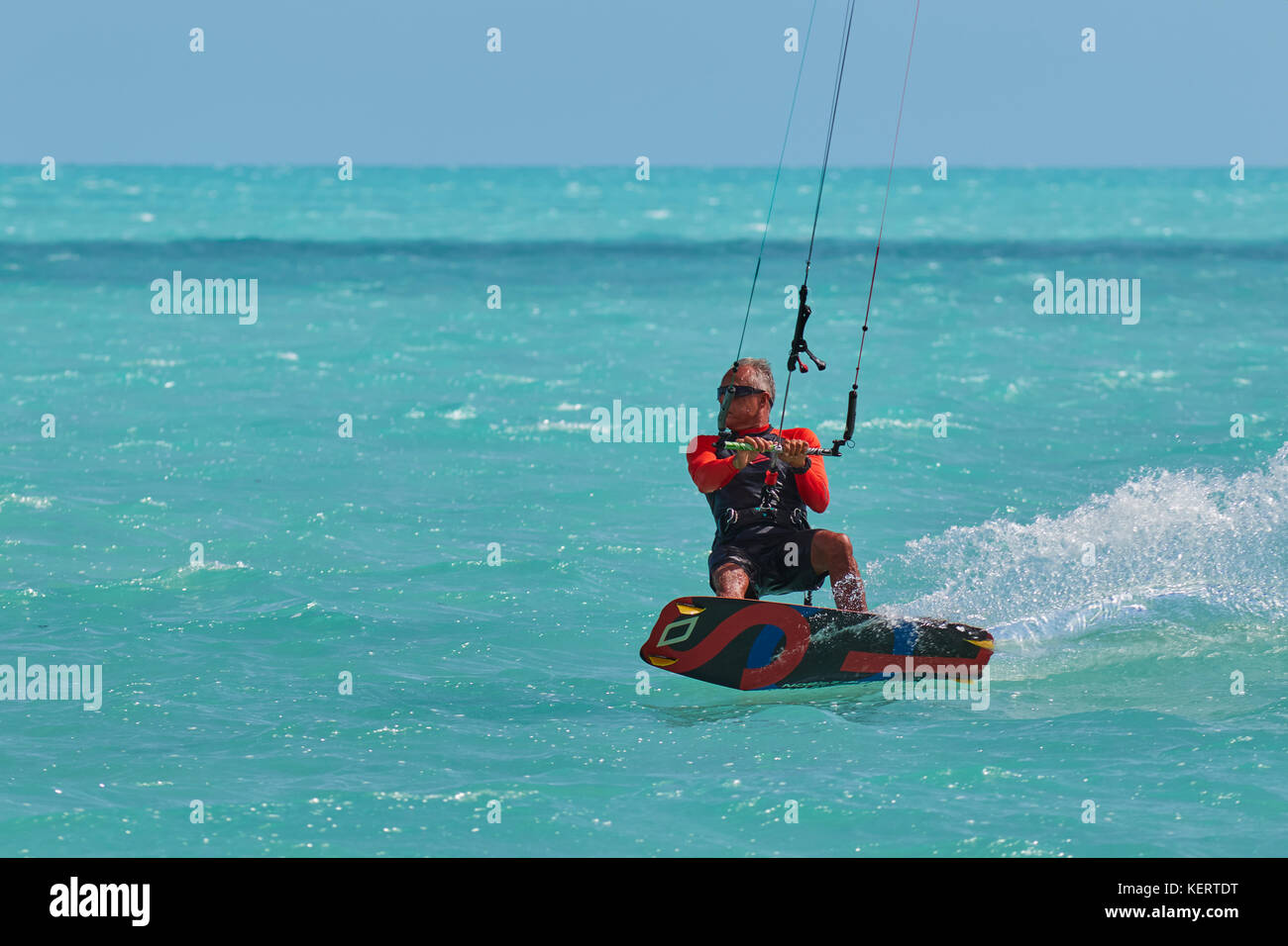 Kitesurfing at Long Bay Beach, Providenciales, one of Caribbean's most