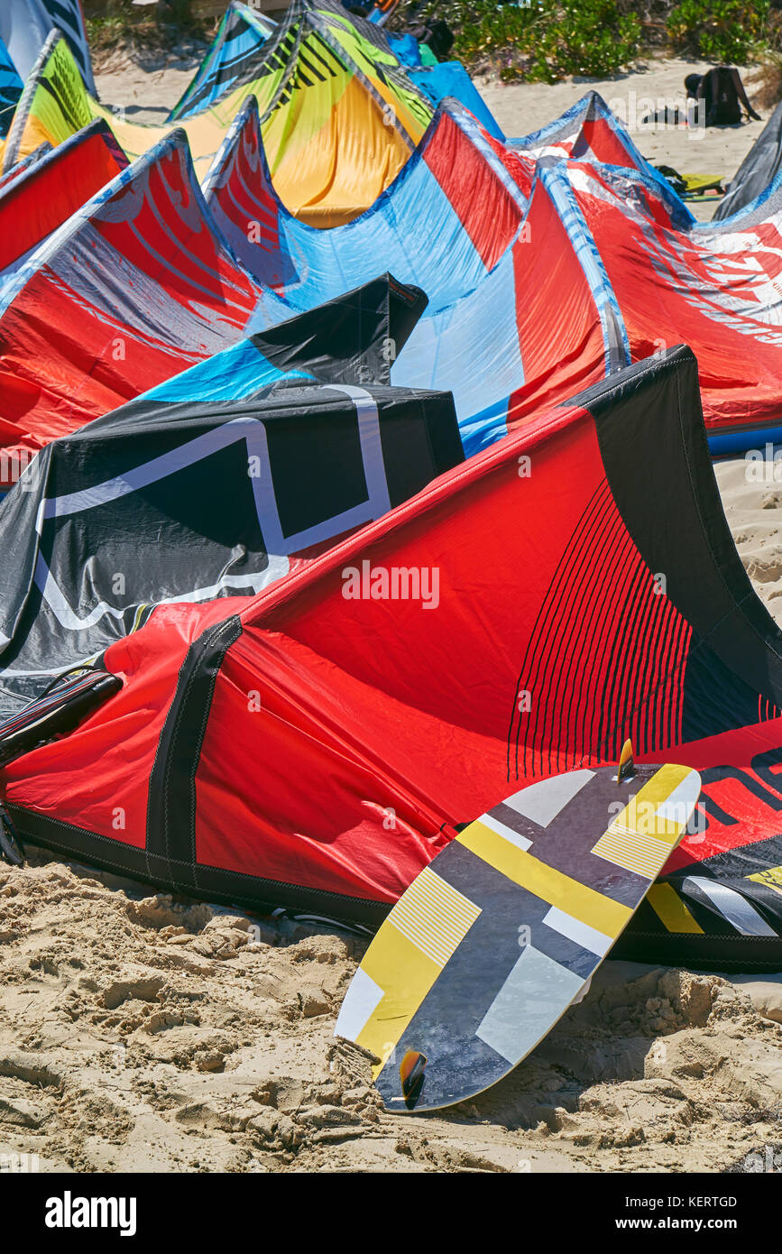 Kitesurfing equipment on the sand at Long Bay Beach, Providenciales