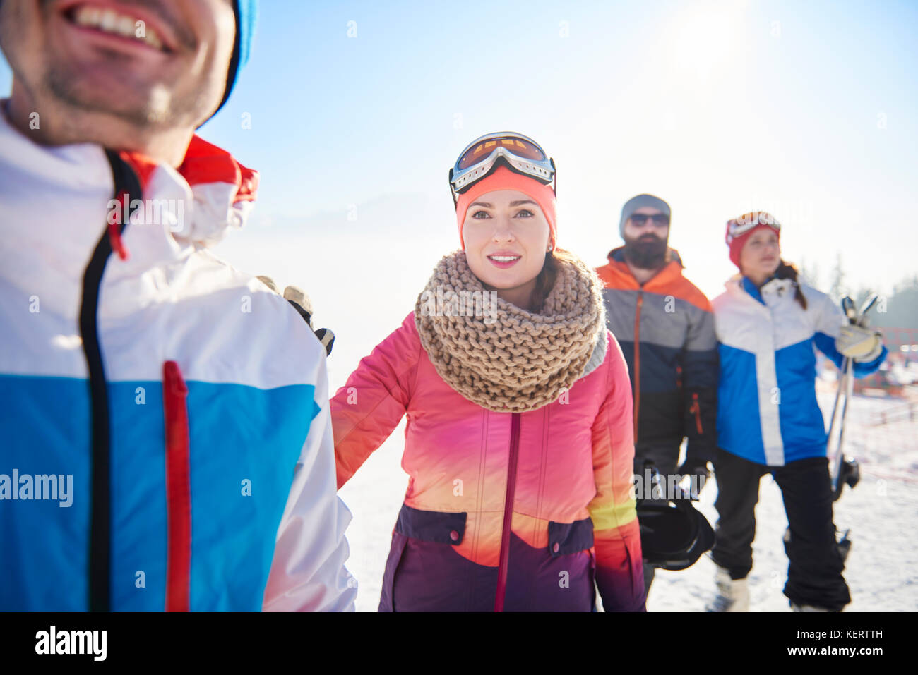 Winter sport lovers having an adventure Stock Photo Alamy