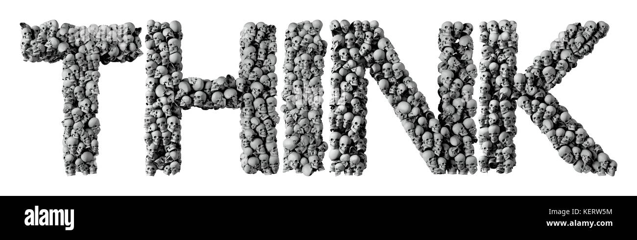 Think word made from a skull font. 3D Rendering Stock Photo - Alamy