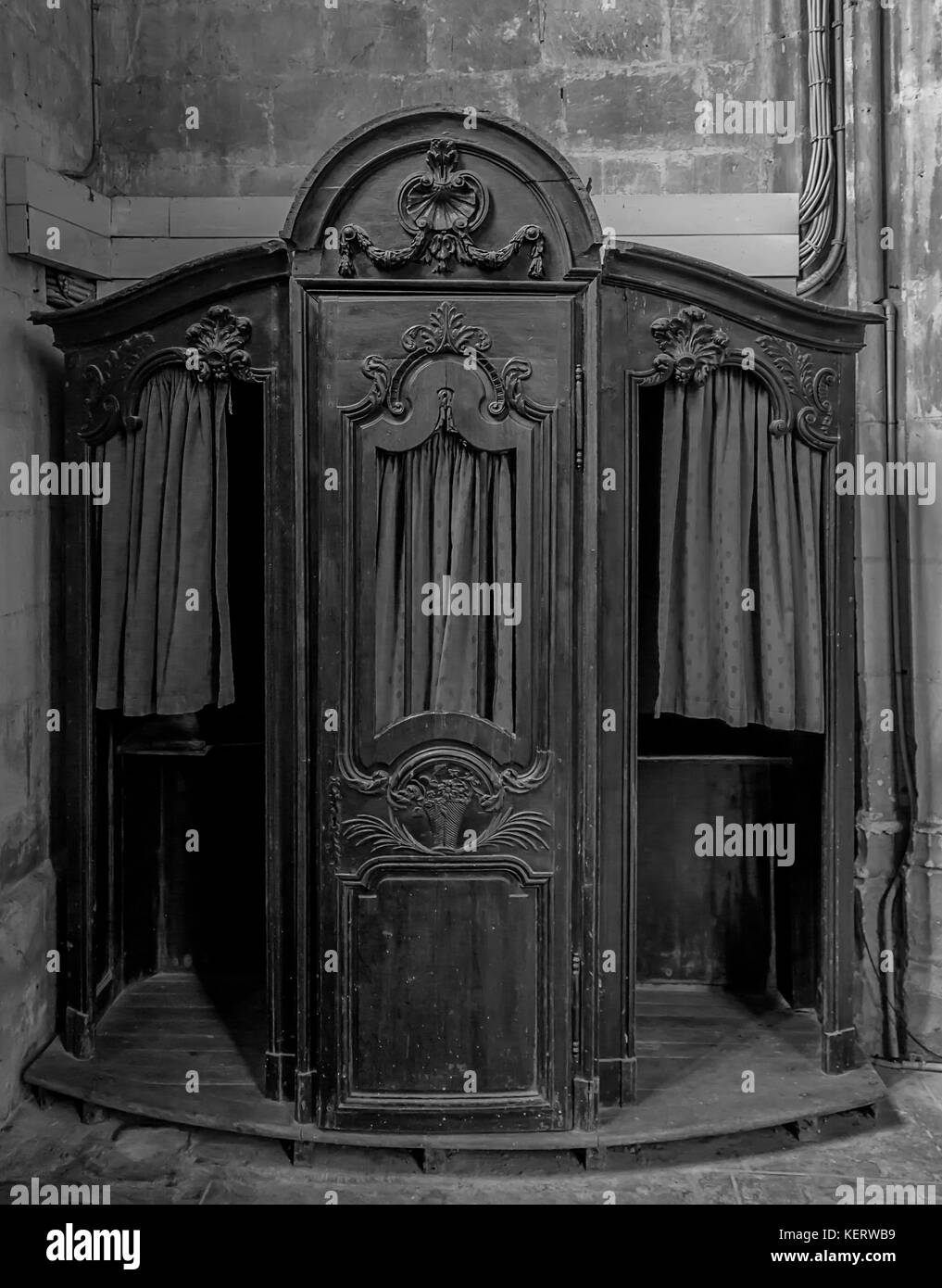 Confession Box In The Church Of St Martin, Harfleur, France Stock Photo